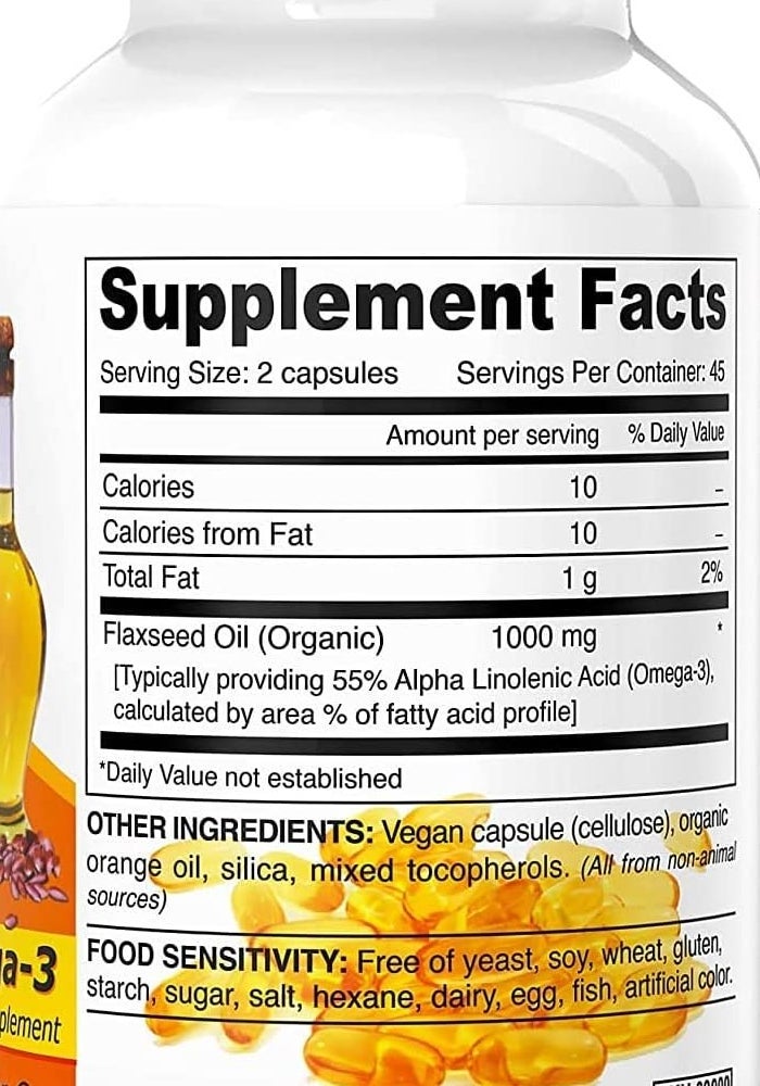 DEVA Premium Vegan Flaxseed Oil 500mg - 90 Vegan Capsules, 3 Pack - Image 4